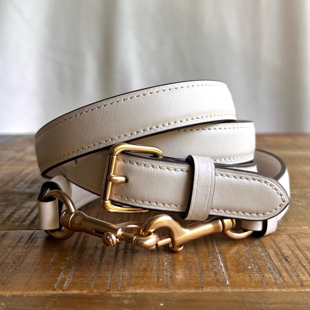 Coach Chalk White Leather Replacement Strap with Gold Hardware